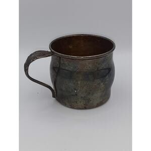 VNTG Child s Cup Community Silver Floral‎ Handle Christening Baby Cup